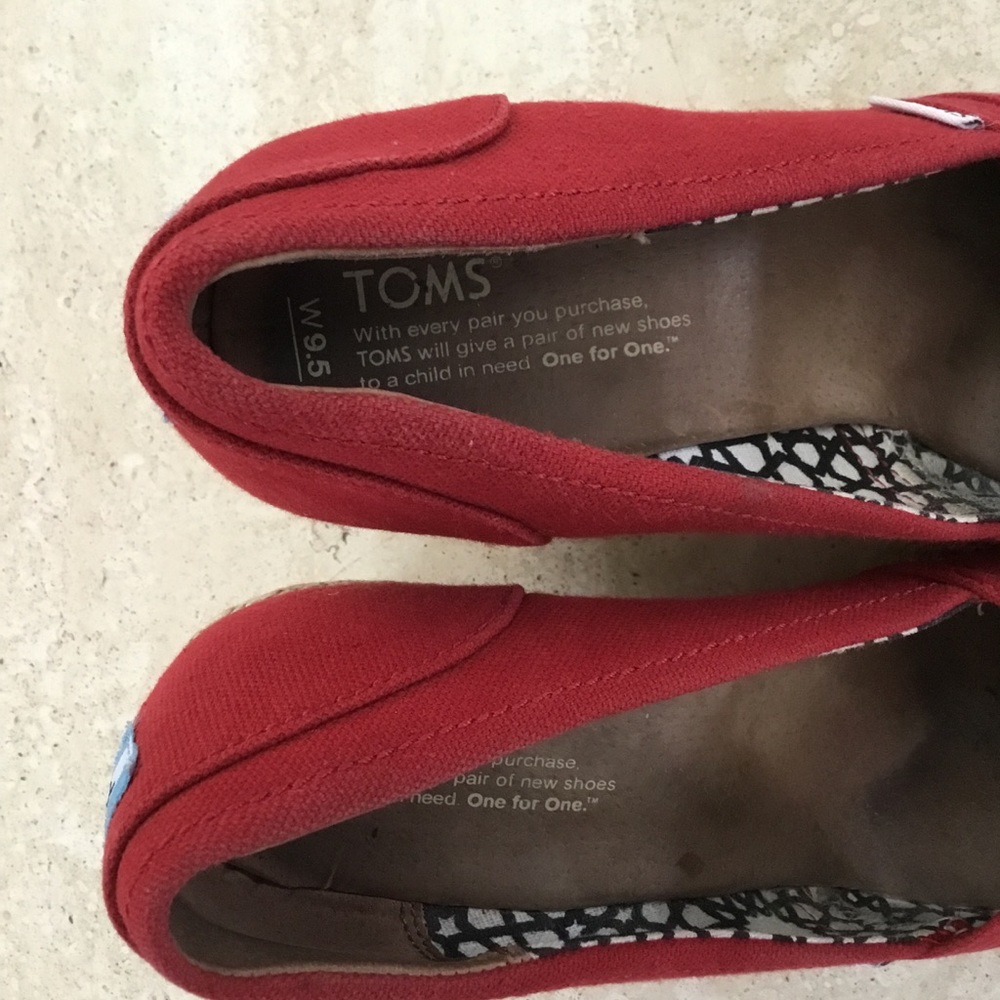 Toms Calypso Red Canvas & Hemp Wedges - Size 9.5 - image 6